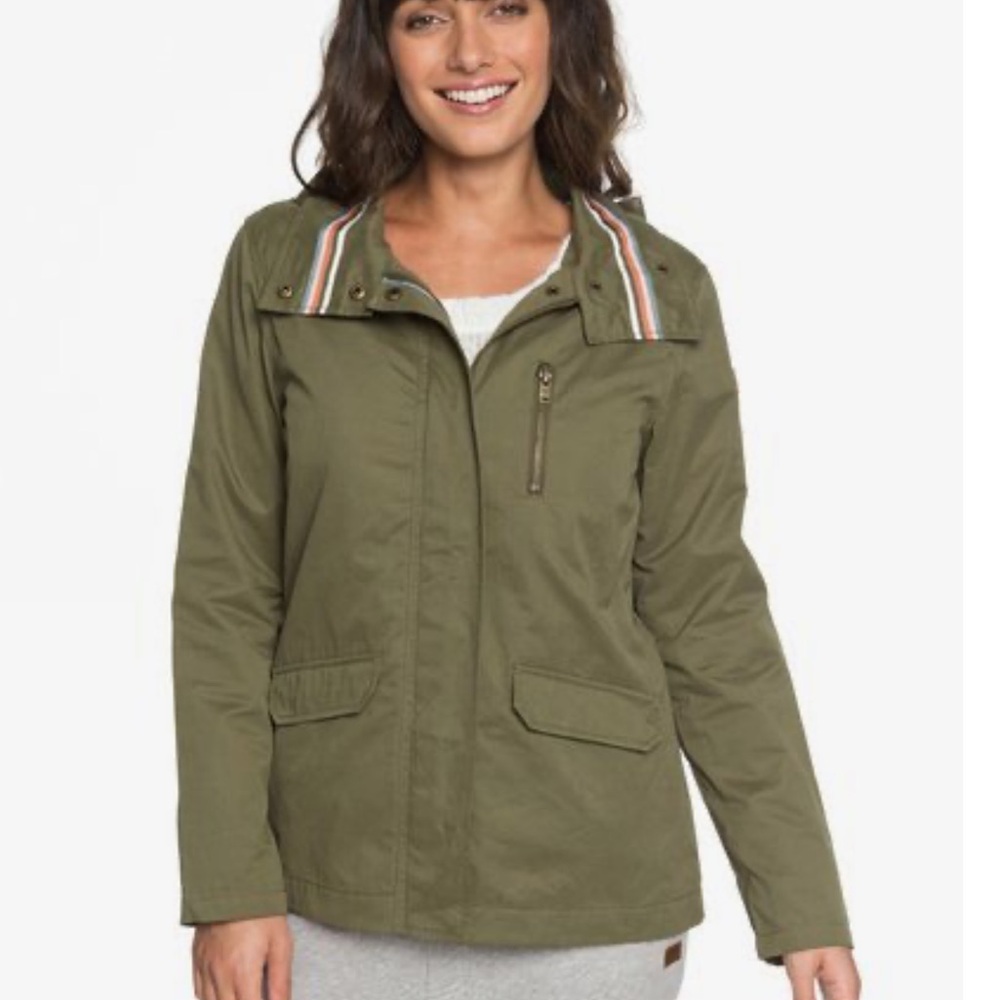 NWOT Roxy Lightening Strike Military Jacket Olive Green Women's Size 6 Medium
